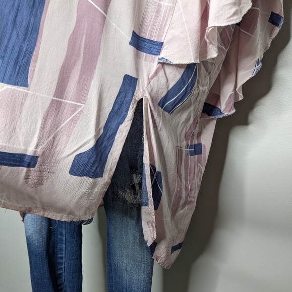 ✨3/$15 NWT The Kaftan Club blue pink geometric abstract kaftan OS - Picture 2 of 8